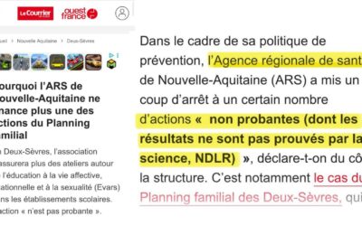 Un Jour = Un Post #17 L’Agence Régionale de Santé confirme la non scientificité de l’EVARS