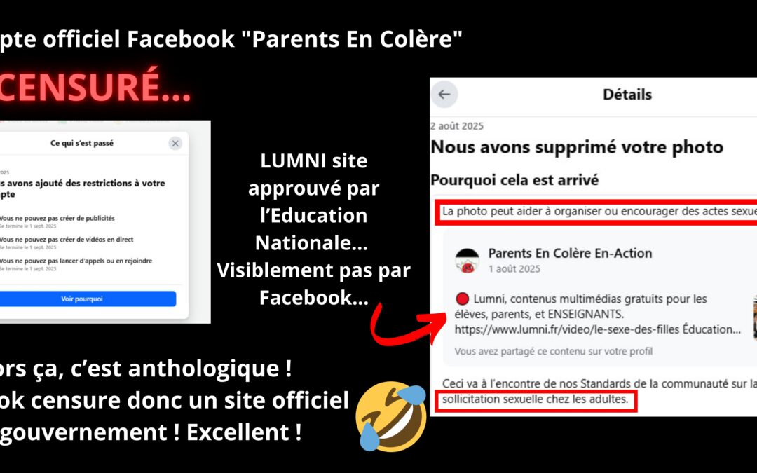 Facebook confirme le caractère sexuel et incitatif des sources pédagogiques de l&rsquo;EVAR/S